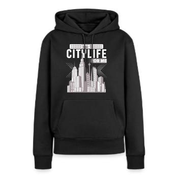 Citylife-Stadtleben Hochhäuser, New York Großstadt - Frauen Premium Bio Hoodie - Schwarz - Vorne - Julia (174cm)