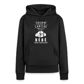 je ne suis pas un caniche - Sweat à capuche Premium bio Femme - noir - Devant - Julia (174cm)