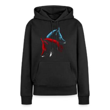 Renards roux et bleus - Sweat à capuche Premium bio Femme - noir - Devant - Julia (174cm)