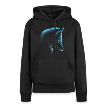 Blaufuchs im Schatten - Frauen Premium Bio Hoodie - Schwarz - Vorne - Julia (174cm)