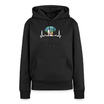 Montagnes Heartbeat Randonnée Alpinisme Aventure - Sweat à capuche Premium bio Femme - noir - Devant - Julia (174cm)
