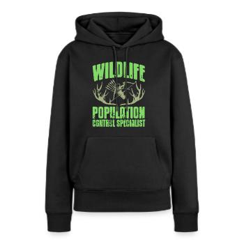 Archer spécialiste du contrôle des populations fauniques - Sweat à capuche Premium bio Femme - noir - Devant - Julia (174cm)