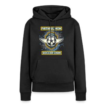 Soccer Mom, lustiger Spruch, Fußball-Mama - Frauen Premium Bio Hoodie - Schwarz - Vorne - Julia (174cm)