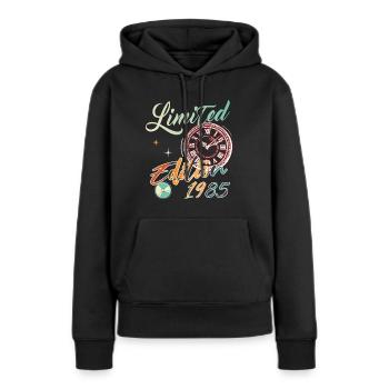 Limited edition 1985 - cadeau anniversaire vintage - Sweat à capuche Premium bio Femme - noir - Devant - Julia (174cm)