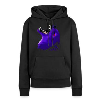Loup lilas - Sweat à capuche Premium bio Femme - noir - Devant - Julia (174cm)