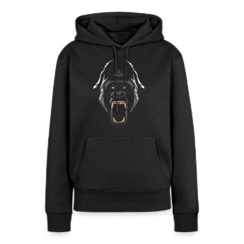 Gorille tribal - Sweat à capuche Premium bio Femme - noir - Devant - Julia (174cm)
