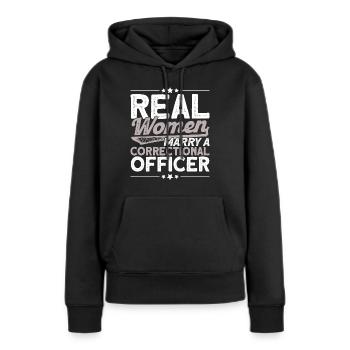 Gefängniswärter Handschellen Justizvollzugsbeamter - Frauen Premium Bio Hoodie - Schwarz - Vorne - Julia (174cm)