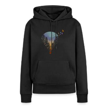 Weit weg fliegen - Frauen Premium Bio Hoodie - Schwarz - Vorne - Julia (174cm)