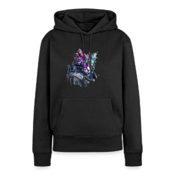 Moderne Katze - Frauen Premium Bio Hoodie - Schwarz - Vorne - Julia (174cm)