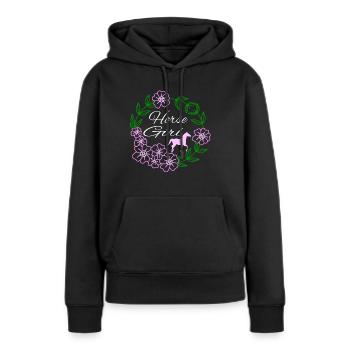Idée cadeau Club d’équitation - Sweat à capuche Premium bio Femme - noir - Devant - Julia (174cm)