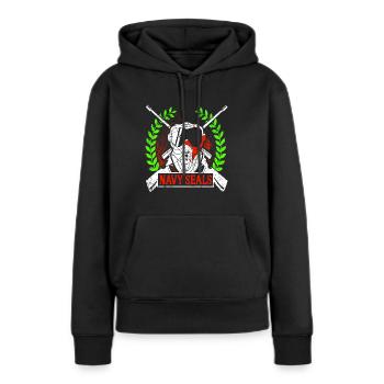 NAVY Seals Retro Awesome Navy Army Designs - Sweat à capuche Premium bio Femme - noir - Devant - Julia (174cm)