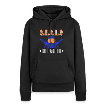 S.E.A.L.S Running & Gunning Retro NAVY Designs - Sweat à capuche Premium bio Femme - noir - Devant - Julia (174cm)