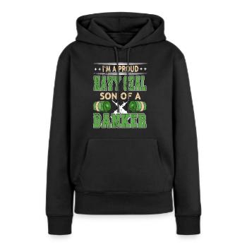Je suis un fier NAVY SEAL Fils d’un banquier Cool Retro - Sweat à capuche Premium bio Femme - noir - Devant - Julia (174cm)