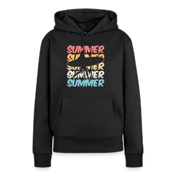 T-shirt été été été - Sweat à capuche Premium bio Femme - noir - Devant - Julia (174cm)