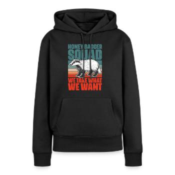 Retro Honey Badger Squad pour un miel fanatique de Ratel - Sweat à capuche Premium bio Femme - noir - Devant - Julia (174cm)