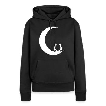 Croissant de Lune - Fer à cheval - - Sweat à capuche Premium bio Femme - noir - Devant - Julia (174cm)