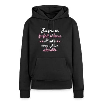 Forfait Râleuse Option Adorable - Sweat à capuche Premium bio Femme - noir - Devant - Julia (174cm)