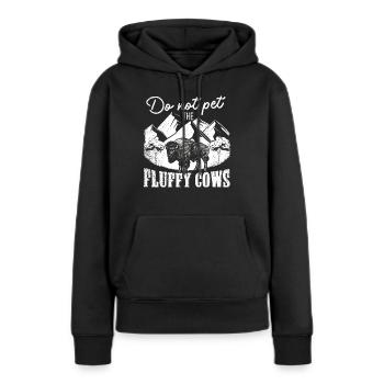 Streicheln Sie nicht die flauschigen Kühe - Frauen Premium Bio Hoodie - Schwarz - Vorne - Julia (174cm)