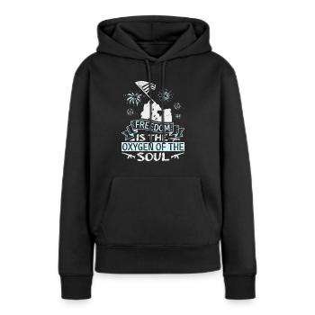 FREIHEIT IST DER SAUERSTOFF DER SEELE - Frauen Premium Bio Hoodie - Schwarz - Vorne - Julia (174cm)