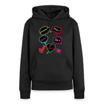 pourquoi quand ou - Sweat à capuche Premium bio Femme - noir - Devant - Julia (174cm)
