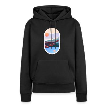 Airplane Window Voyage Paysage Nature - Sweat à capuche Premium bio Femme - noir - Devant - Julia (174cm)