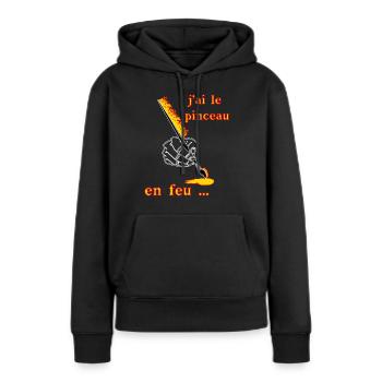 j ai le pinceau en feu - Sweat à capuche Premium bio Femme - noir - Devant - Julia (174cm)
