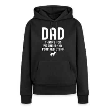 Papa Merci d’avoir ramassé mes excréments - Sweat à capuche Premium bio Femme - noir - Devant - Julia (174cm)