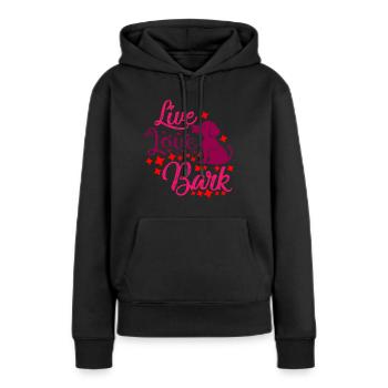 Aimez l’écorce vivante - Sweat à capuche Premium bio Femme - noir - Devant - Julia (174cm)