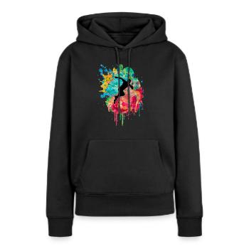 Jogging und Laufen - Frauen Premium Bio Hoodie - Schwarz - Vorne - Julia (174cm)