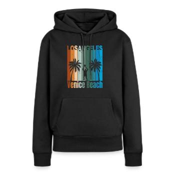 Los Angeles Venice Beach Vintage Hommes - Sweat à capuche Premium bio Femme - noir - Devant - Julia (174cm)