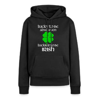 St. Patrick´s Day Irisch Pub Glück - Frauen Premium Bio Hoodie - Schwarz - Vorne - Julia (174cm)