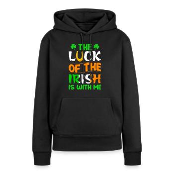 Le bonheur des Irlandais est avec moi La Saint-Patrick - Sweat à capuche Premium bio Femme - noir - Devant - Julia (174cm)