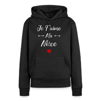 Je t'aime ma Nièce - Sweat à capuche Premium bio Femme - noir - Devant - Julia (174cm)