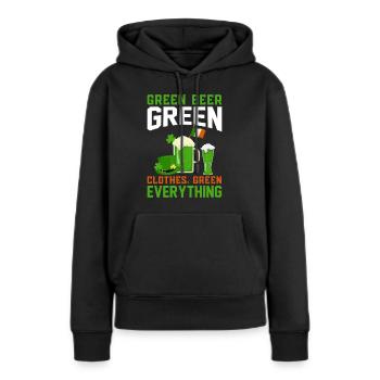 Bière verte irlandaise de la Saint-Patrick - Sweat à capuche Premium bio Femme - noir - Devant - Julia (174cm)