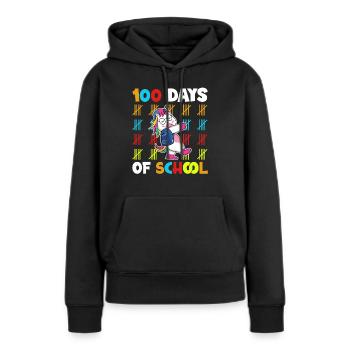 100 Tage Schule Schulanfänger Einhorn Schulranzen - Frauen Premium Bio Hoodie - Schwarz - Vorne - Julia (174cm)
