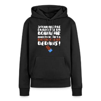 Recette du Bonheur Chocolat - Sweat à capuche Premium bio Femme - noir - Devant - Julia (174cm)
