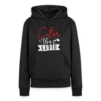 Cuter Than Cupid - Valentinstag - Frauen Premium Bio Hoodie - Schwarz - Vorne - Julia (174cm)