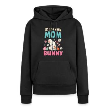 Je suis le lapin de Pâques cool maman maman Pâques - Sweat à capuche Premium bio Femme - noir - Devant - Julia (174cm)