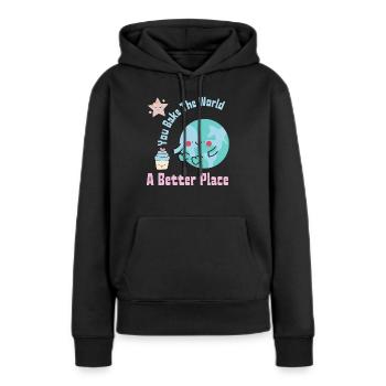 Du backst die Welt Ein besserer Ort Süße Kuchenherstellung - Frauen Premium Bio Hoodie - Schwarz - Vorne - Julia (174cm)