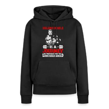 Construire du muscle est un voyage - Sweat à capuche Premium bio Femme - noir - Devant - Julia (174cm)