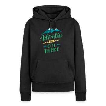 L'aventure est là, dehors - Sweat à capuche Premium bio Femme - noir - Devant - Julia (174cm)
