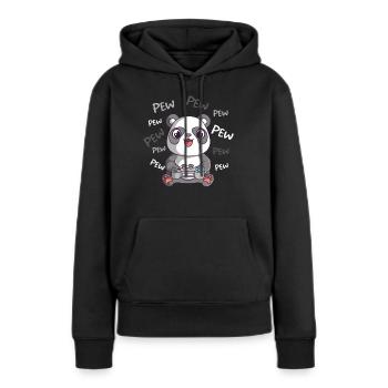 Pew Pew Pew Niedlicher Panda Gamer Zocker Gaming - Frauen Premium Bio Hoodie - Schwarz - Vorne - Julia (174cm)