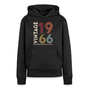 Generation 1966 - Frauen Premium Bio Hoodie - Schwarz - Vorne - Julia (174cm)
