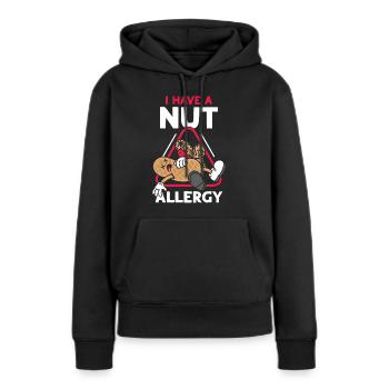 J’ai une allergie aux noix aux arachides allergique aux arachides - Sweat à capuche Premium bio Femme - noir - Devant - Julia (174cm)
