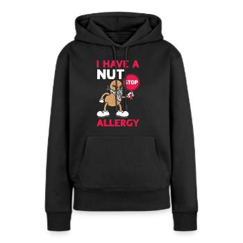 J’ai une allergie aux noix aux arachides allergique aux arachides - Sweat à capuche Premium bio Femme - noir - Devant - Julia (174cm)