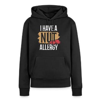J’ai une allergie aux noix aux arachides allergique aux arachides - Sweat à capuche Premium bio Femme - noir - Devant - Julia (174cm)