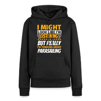 Cadeau amusant en parachute ascensionnel - Sweat à capuche Premium bio Femme - noir - Devant - Julia (174cm)