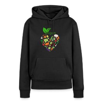 Cœur végétal végétalien - Sweat à capuche Premium bio Femme - noir - Devant - Julia (174cm)