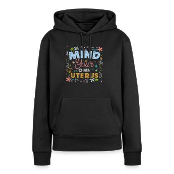 Utérus Flowers Autonomisation féministe - Sweat à capuche Premium bio Femme - noir - Devant - Julia (174cm)