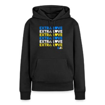Syndrome de Down Chromosomes Extra Amour Extra - Sweat à capuche Premium bio Femme - noir - Devant - Julia (174cm)